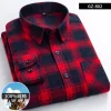 Pure cotton plaid casual square collar pocket long sleeve shirt