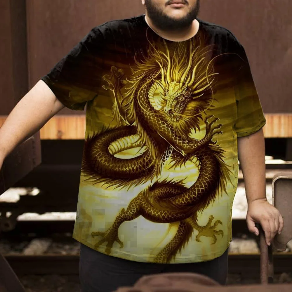 Dragon Personalized Print Short Sleeve Plus Size Men's T-Shirt