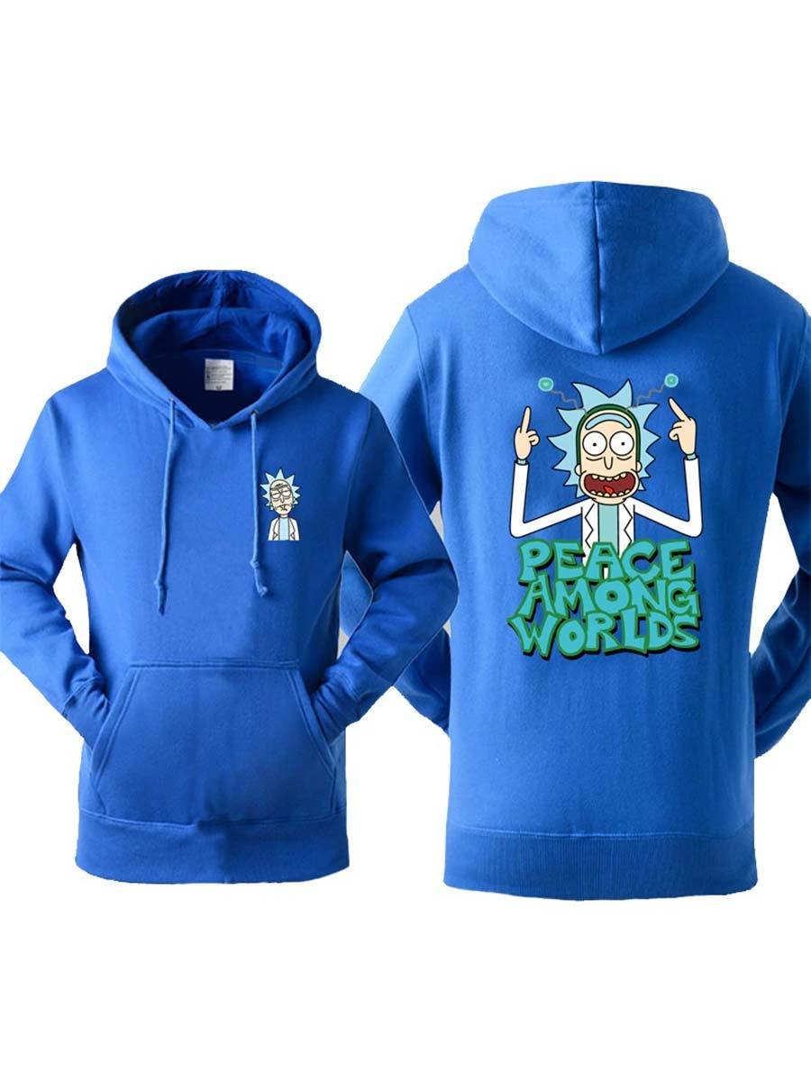 Rick And Morty Peace Among Worlds Funny Hoodie Sweatshirts Men Warm Fleece Jacket