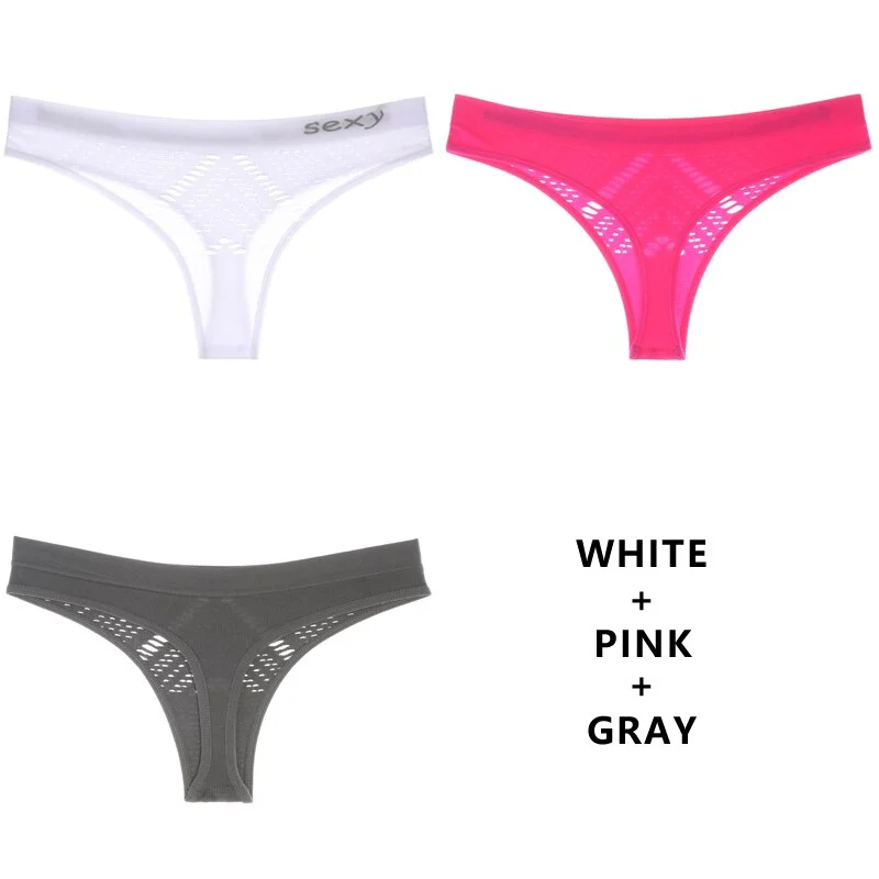 Meet'r 3Pcs/Lot Hollow Out Lingerie Europe Seamless Sexy Panties Women Temptation Underwear Mid-waist G String Drop Shipping