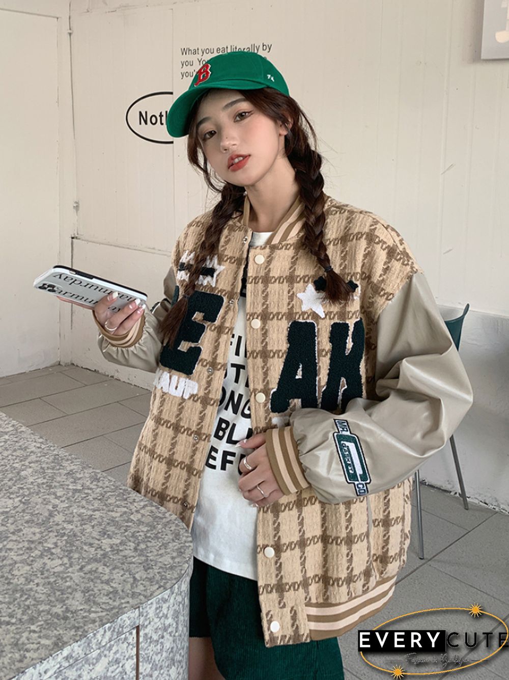 American Street Style Baseball Uniform Women Vintage Embroidered Jacket Student Fall Design Oversize High Street Outwear