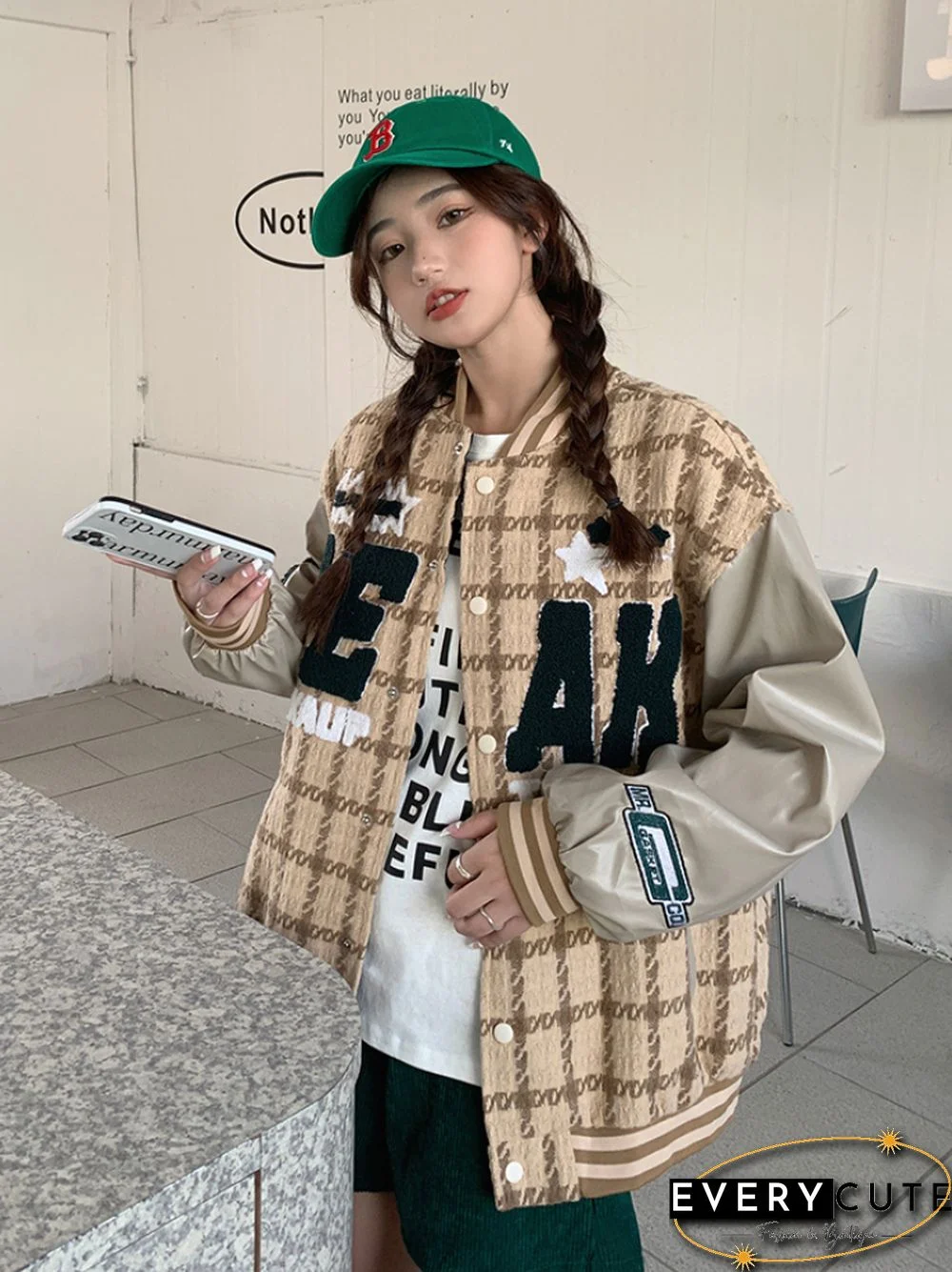 American Street Style Baseball Uniform Women Vintage Embroidered Jacket Student Fall Design Oversize High Street Outwear