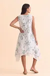 Back view of women's double-layer floral print summer dress showing flowing silhouette