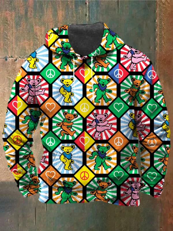 Unisex Bear Print Heavyweight Hoodies