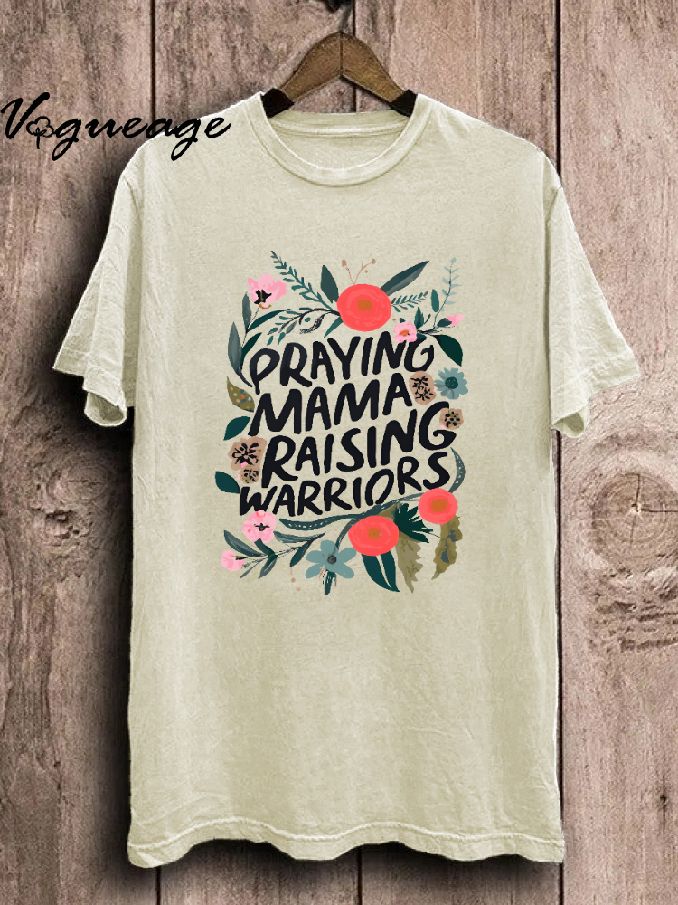 Praying Mama Raising Warriors Unisex Washed T-Shirt