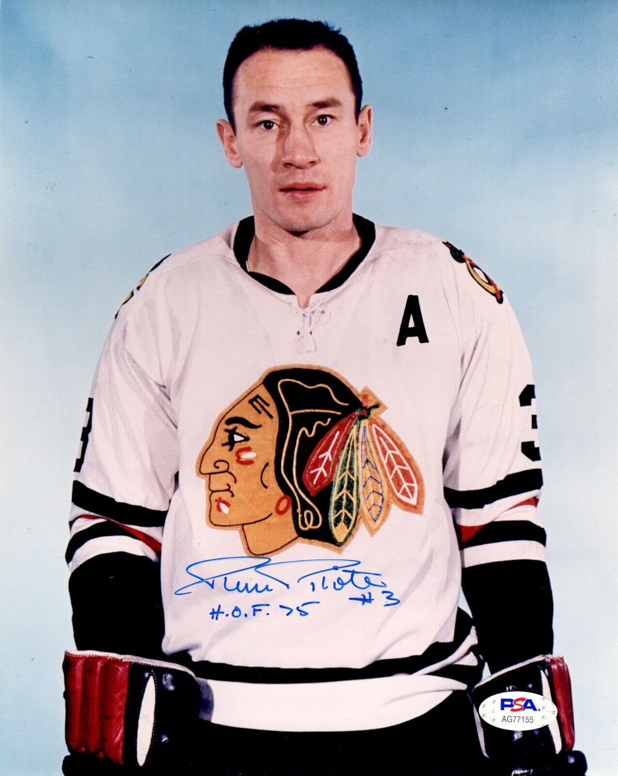 Pierre Pilote autographed signed 8x10 Photo Poster painting NHL Chicago Black Hawks PSA COA HOF