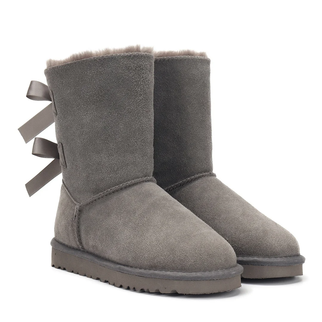 Women's Snow Boots for Winter Mid-Calf High Back Bows-MERUMOTE