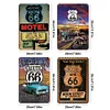4PCS Route 66 Roadtrip - Metal Tin Signs Set(8*12Inch/12*16Inch) - Garage