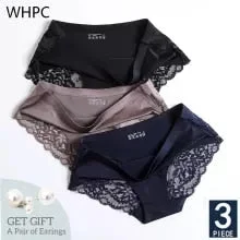 pornhint Pornhint WHPC 3Pcs/Lot Lace Women's Panties Sets Big Size 4XL Seamless Underwear Female Silk Briefs Underpants Lady Panty Woman Lingerie