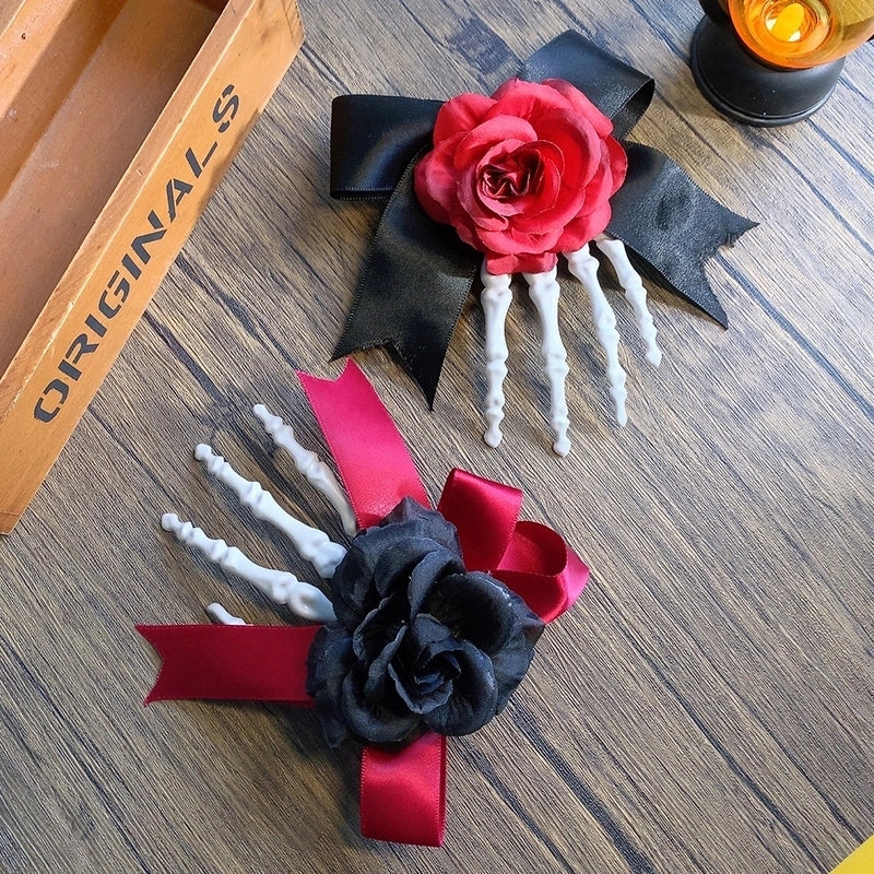 Halloween Gothic Handmade Punk Women's Hand Flower Bow Knot Arylic Hair Clip Hair Claws