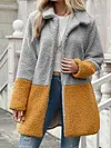 Contrast Color Loose Long Sleev Lapel Collar Fashion Cardigan Coat