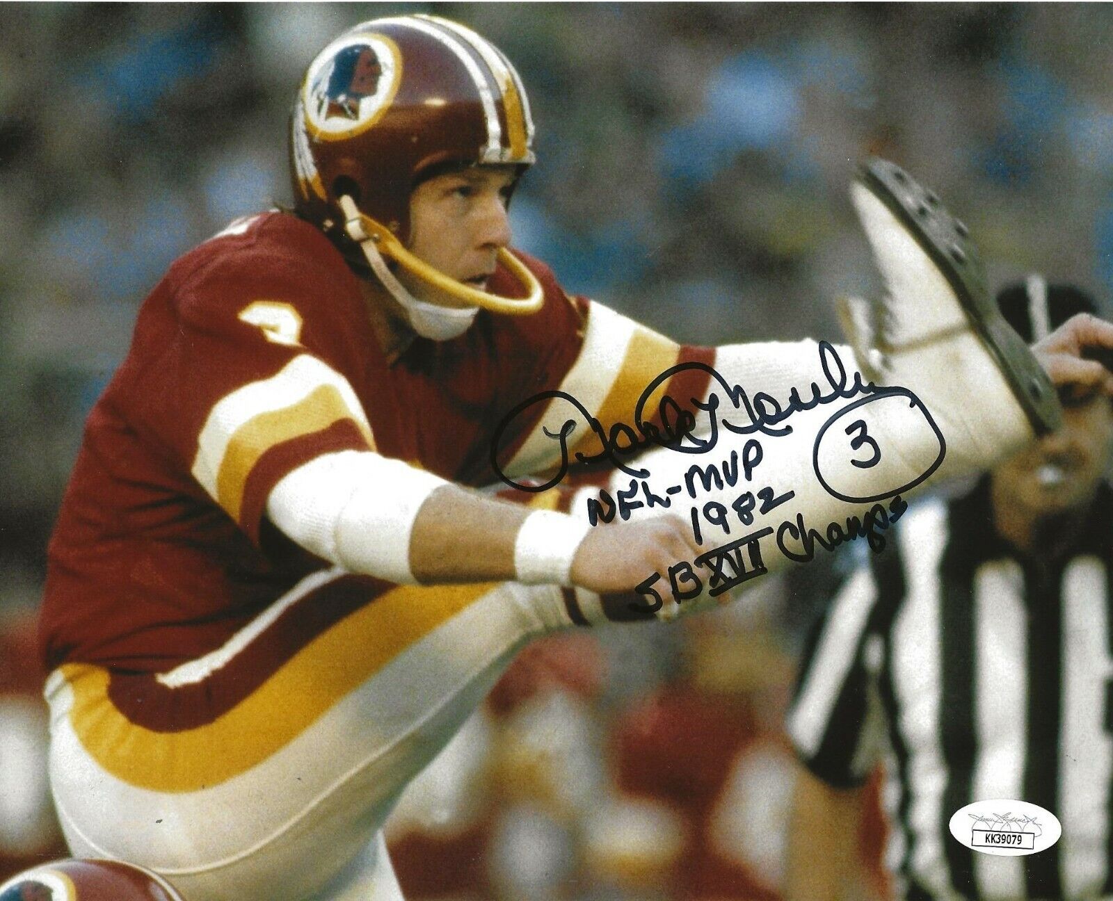 Mark Moseley signed Washington Redskins 8x10 Photo Poster painting autographed W Inscr. 2 JSA