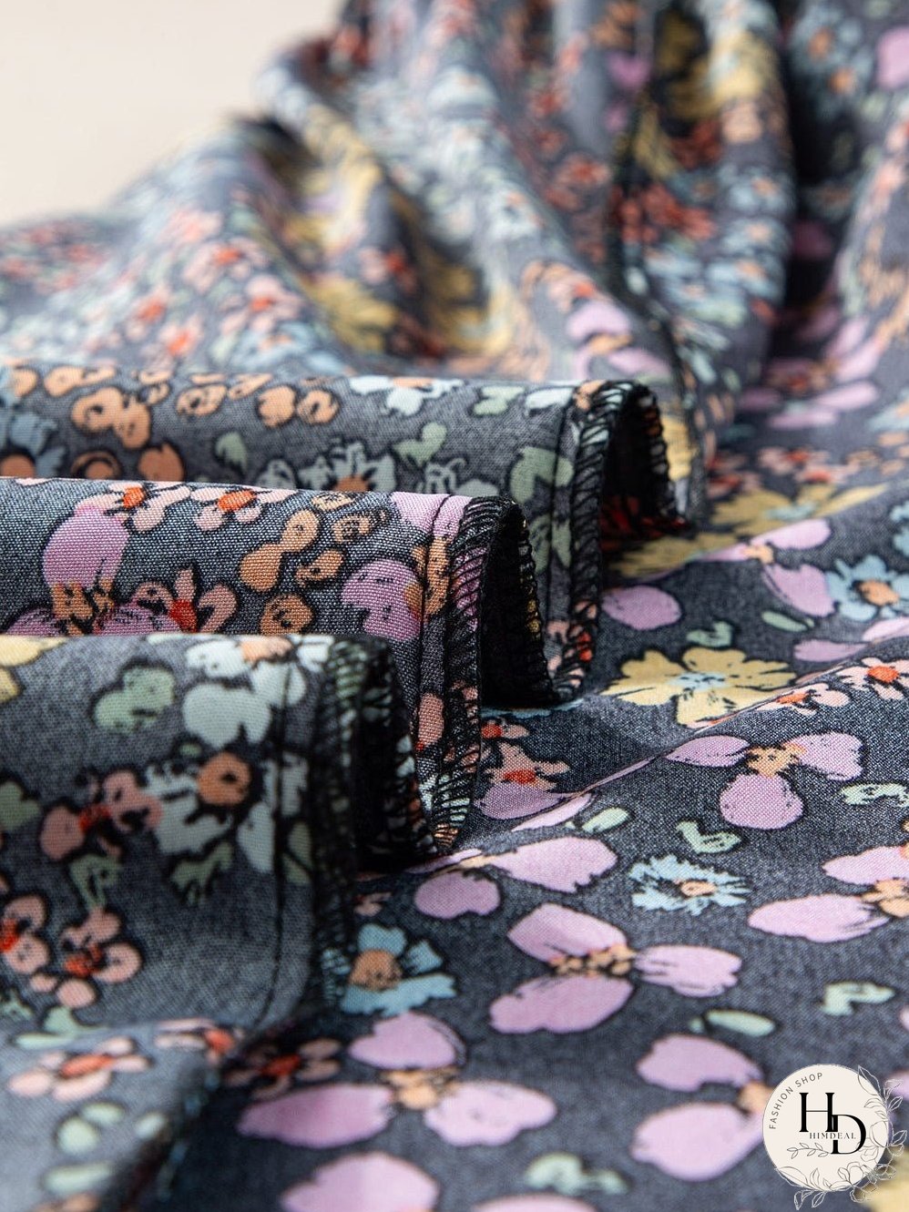 Elegant Black Floral V-Neck Midi Dress with Ruffle Sleeves