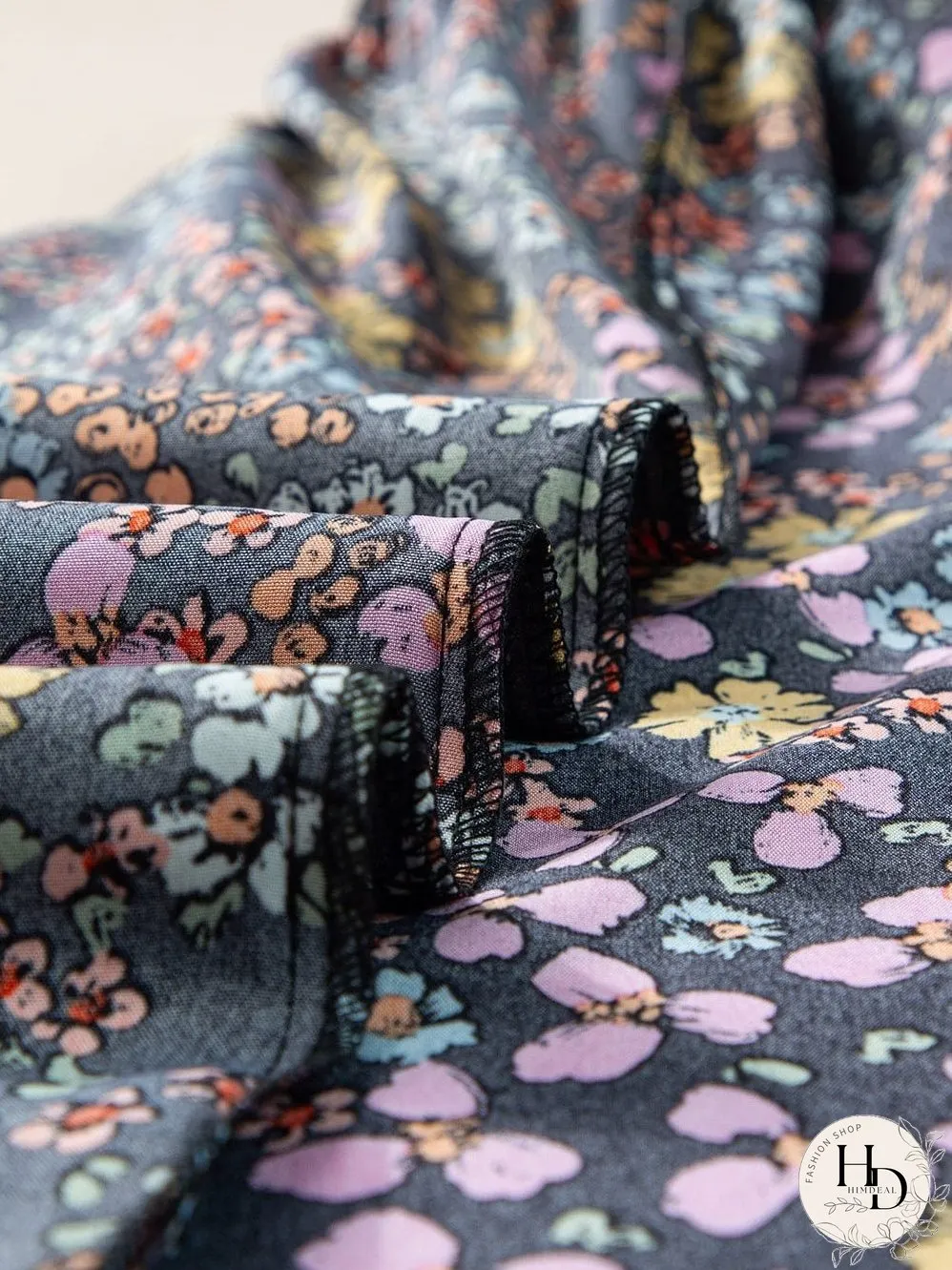 Elegant Black Floral V-Neck Midi Dress with Ruffle Sleeves