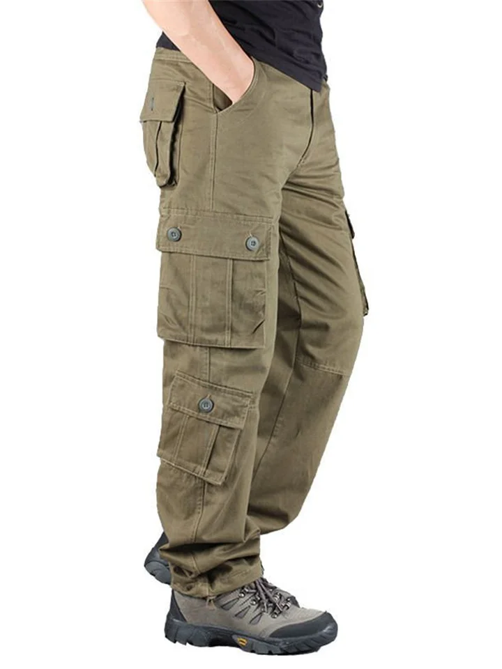 Outdoor Men's Multi-pocket Work Pants Cotton Casual Workwear Pants Loose Plus Size