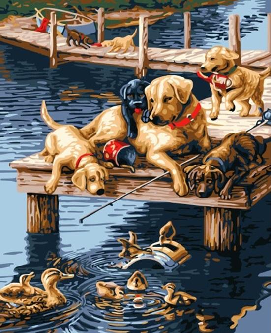 

Doggies and Ducks – Paint By Numbers - 40*50CM, 501 Original