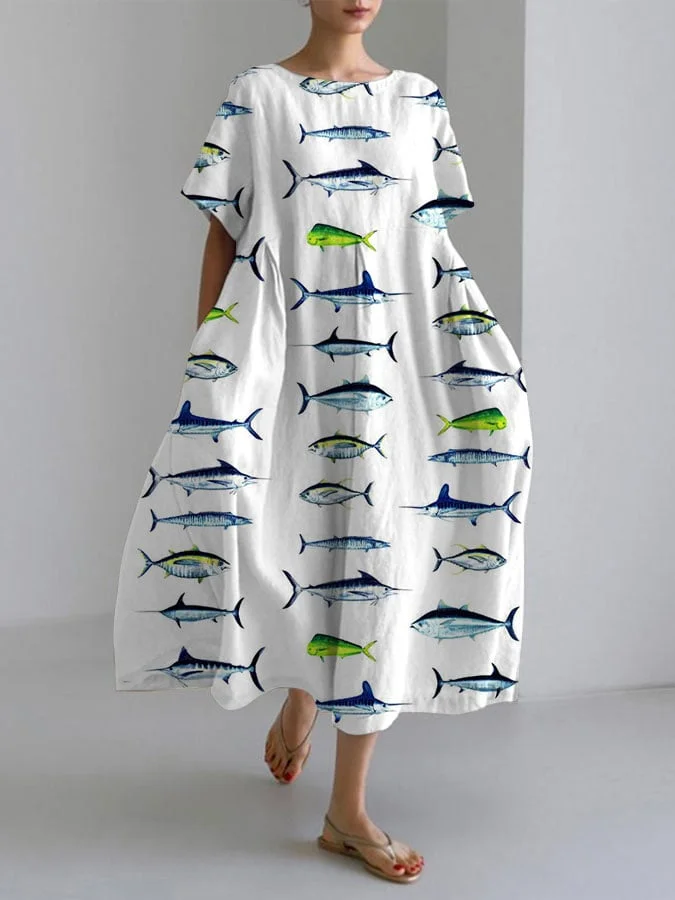 Women's Art Fish Print Casual Dress