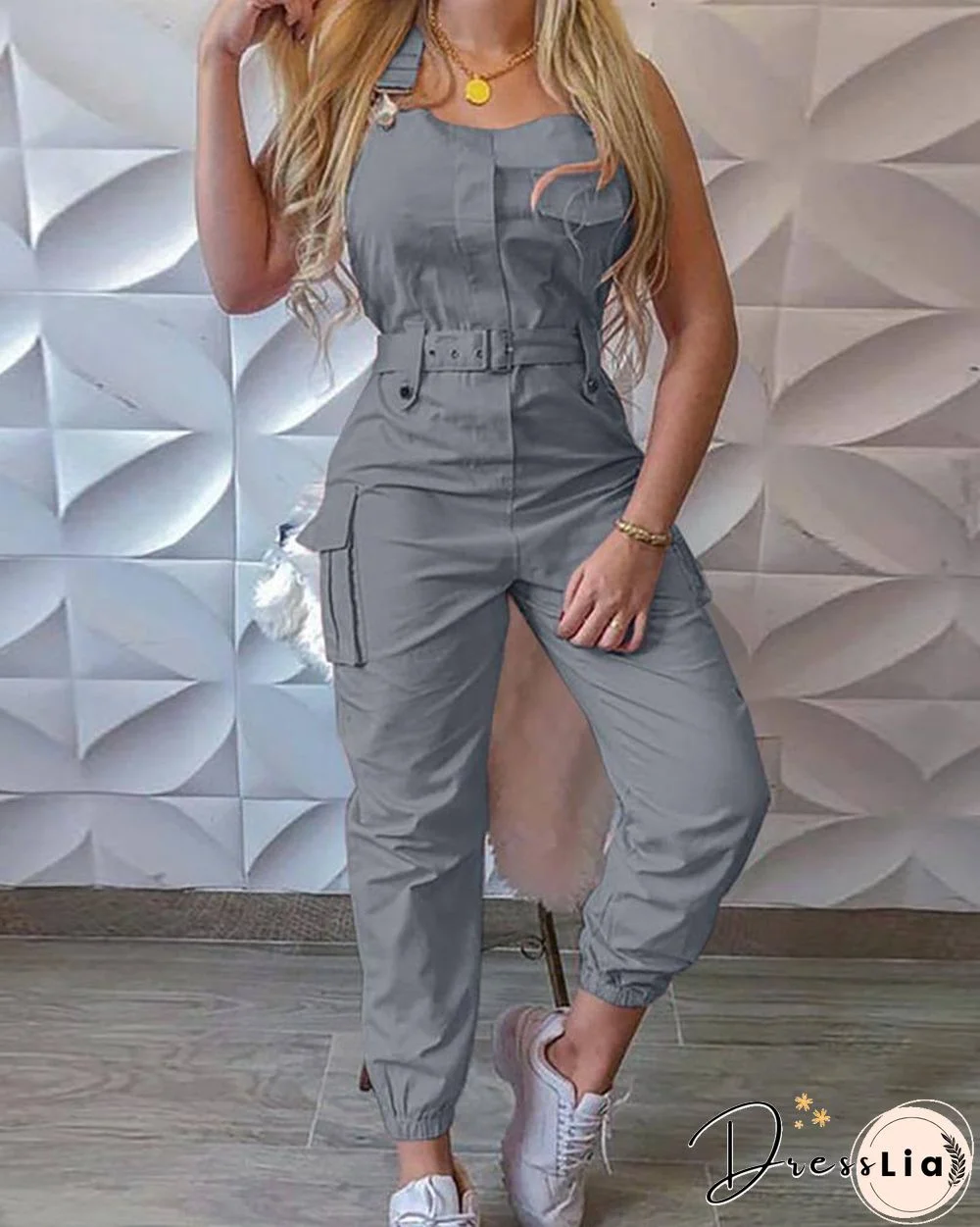 Strap Jumpsuit Women Loose Dungarees Long Rompers Summer Solid Pockets Cargo Pants Female Casual Work Out Playsuits