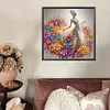 Fille en robe de fleur - peinture au diamant de forme sp&eacute;ciale - 30 * 30cm