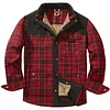Men's Thicken Plaid Shirt Fleece-Lined Plus Size Windproof Hooded Jacket Coat