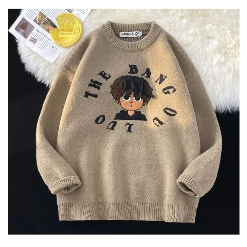 Cartoonh Lazy Wind Sweater In Autumn And Winter American Fashion Brand Round Neck Dirty Braid Boy Loose Joker Couple Sweater