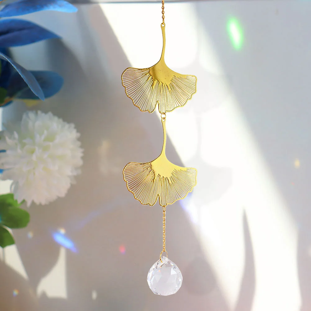 Crystal Windchime Lotus Ginkgo Four Leaf Dream Catchers Windbell Home Decor