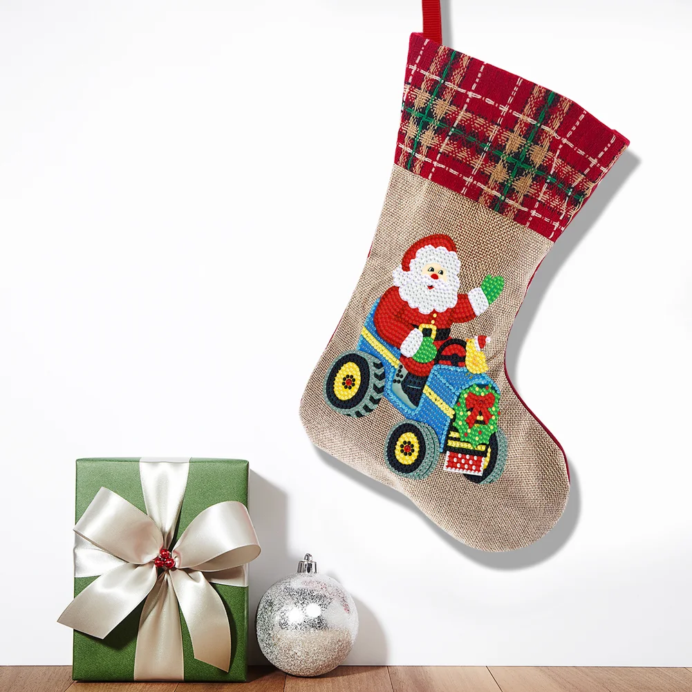 Flannelette Santa Claus Stockings Decorative Stocks Cute for Gift(35*20cm)
