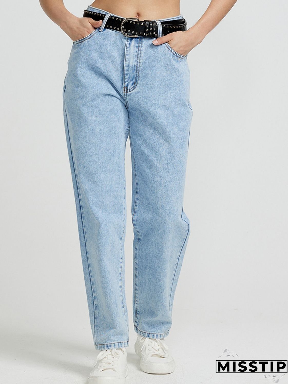 Pocketed Straight Leg Jeans