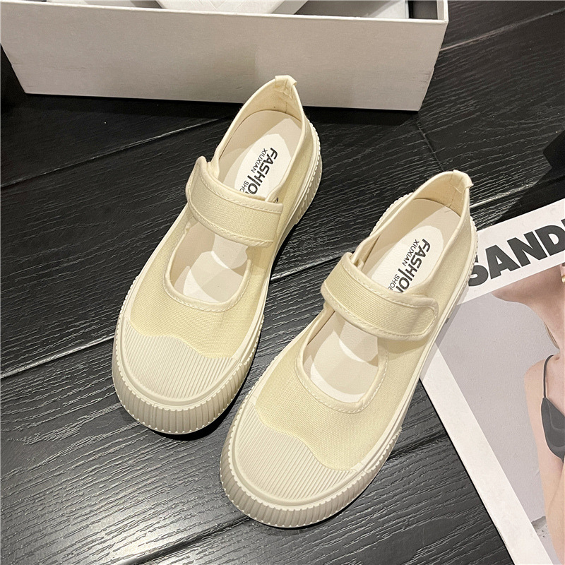 Thick Soled Canvas Loafer Shoes for Women's Design Sense Board Shoes Biscuit Shoes Color Matching Slip on Flats Casual Loafers