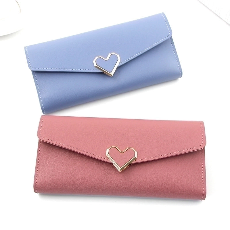Women’s Heart Shape Pu Leather Lock Clasp Wallets