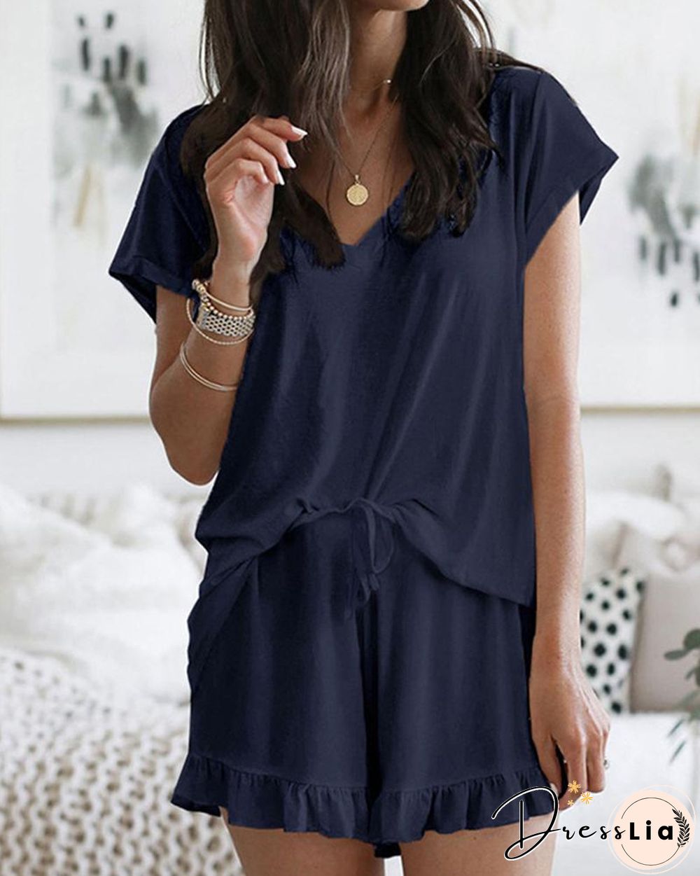 Solid Color Two-Piece Lounge Set P15097