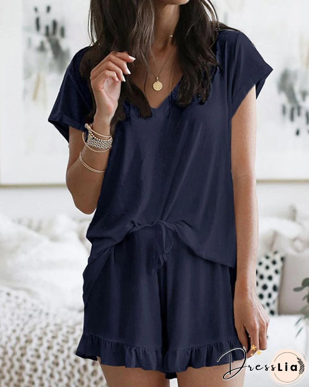 Solid Color Two-Piece Lounge Set P15097