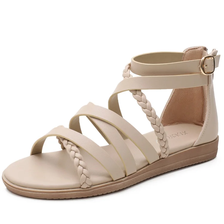 Summer Cross-Tied Zipper Flat Sandals  Stunahome.com