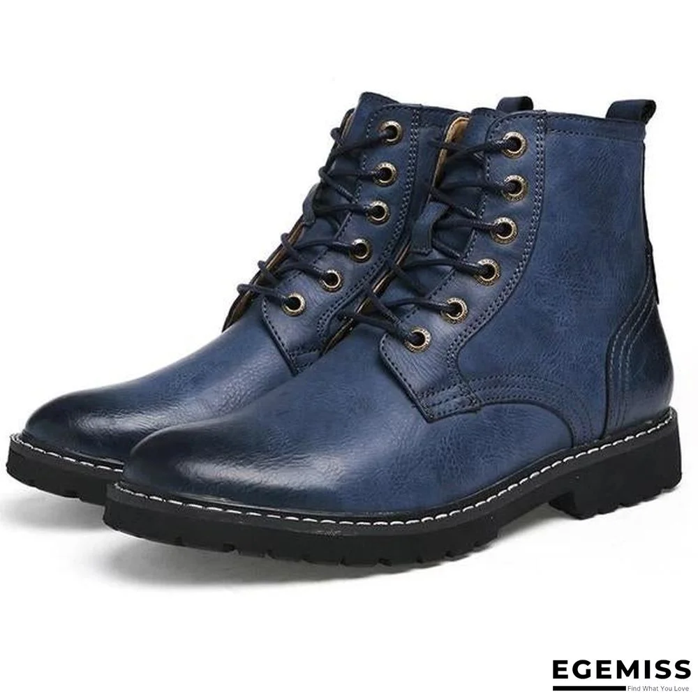 Men Genuine Leather Winter Snow Fashion Boots Pointed Toe Mid-Calf Boots For Men Ankle Non-slip Shoes | EGEMISS