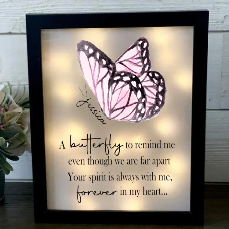 Forever In My Heart Personalized Butterfly Memorial Frame Lighted Shadow Box Memorial Gift