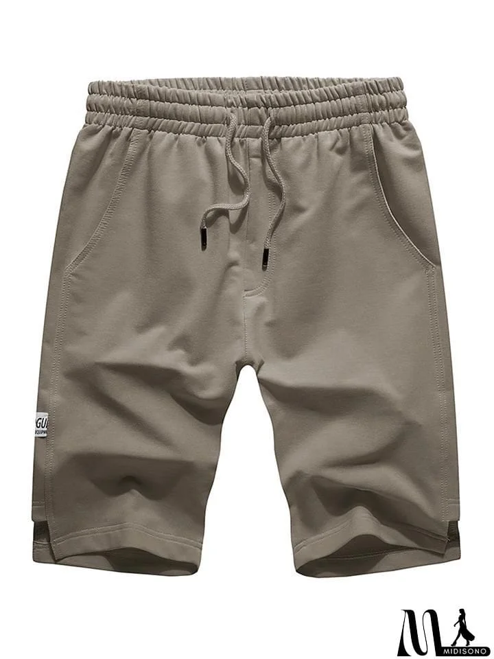 MidiSono - Mens Solid Color Plain Casual Sports Knee Shorts
