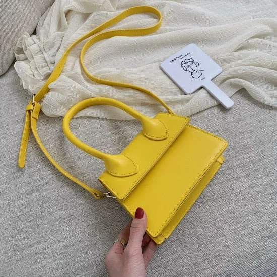 Solid Color PU Leather Crossbody Bags For Women 2021 hit Female Shoulder Simple Bag Lady Mini Phone Purses And Handbags