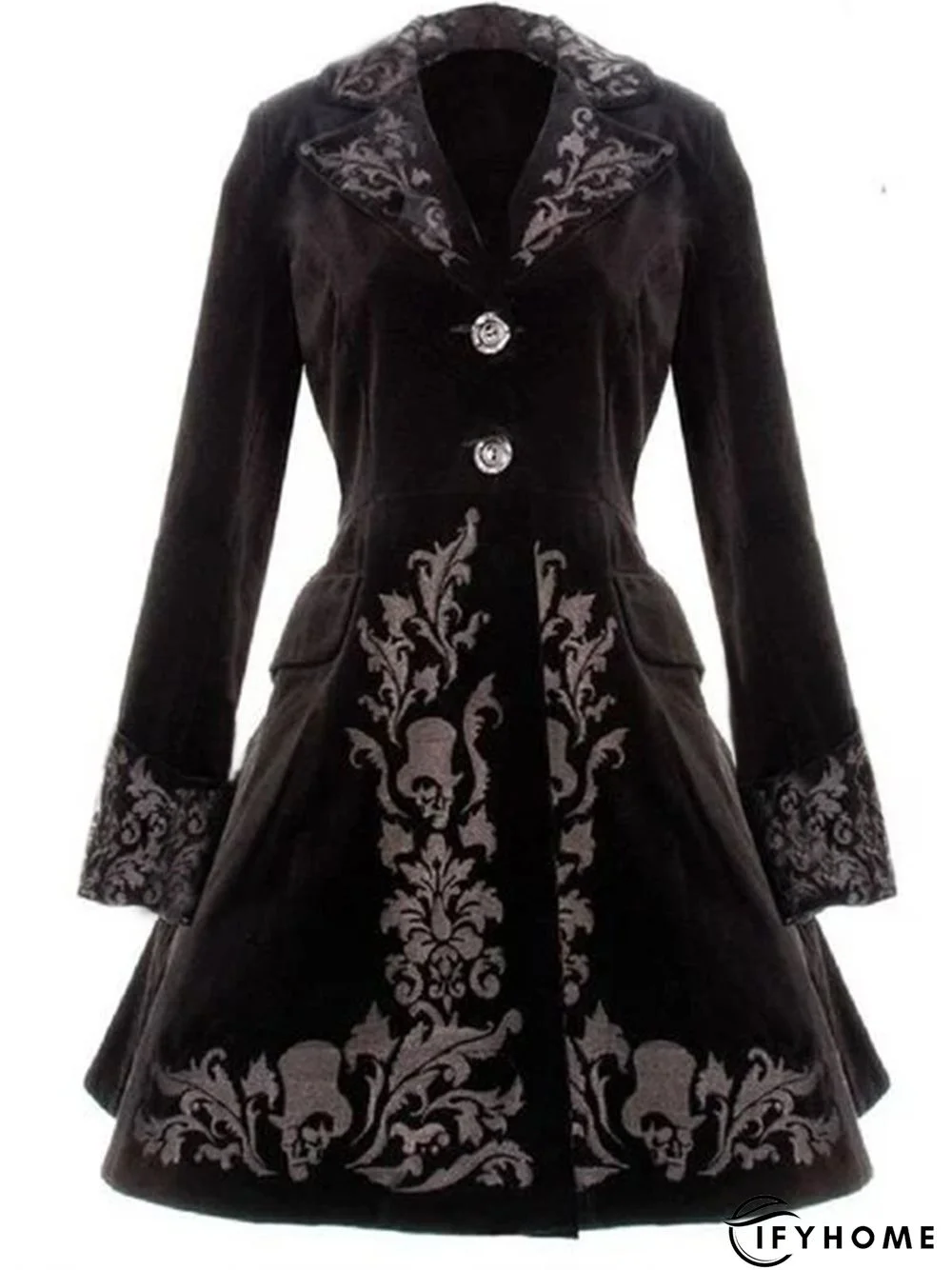Black Cotton-Blend Vintage Long Sleeve Overcoat | IFYHOME