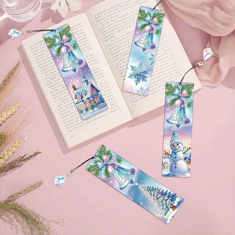 Santa Claus A5 Size Diamond Painting Notebook Set with 4Pcs Bookmark Gift