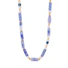 Natural Blue Chalcedony & Pearls Necklace