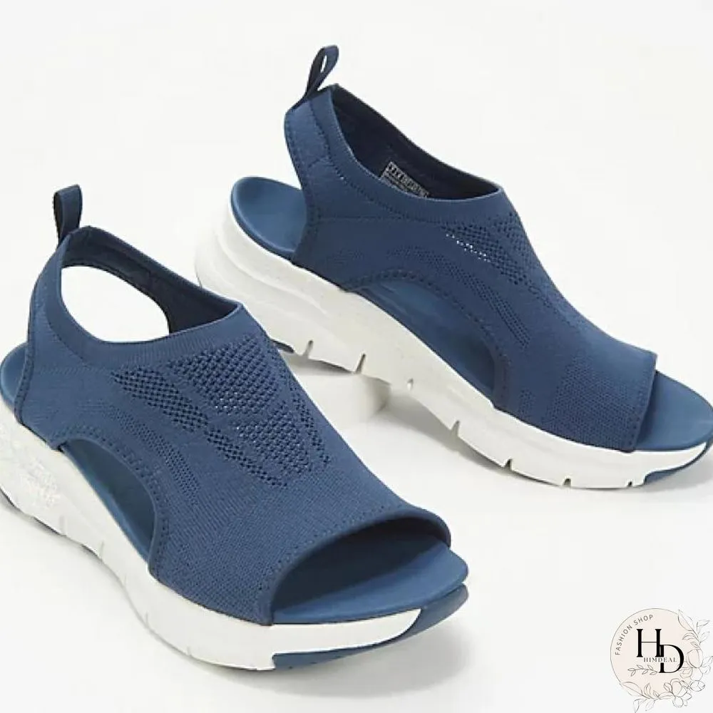 Womens Summer Shoes-Mesh Fish Platform Sandals-Womens Closed Toe Wedge-Ladies Light
