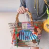 Purely handmade bamboo handbag bamboo bag retro striped tote bag