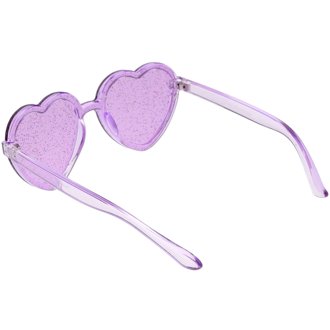 Women's Translucent Rimless Heart glasses Glitter Lens 52mm