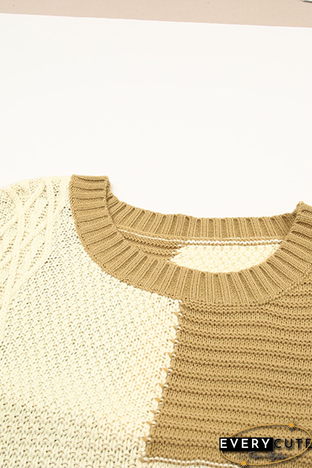 Multicolor Crew Neck Contrast Color Block Sweater