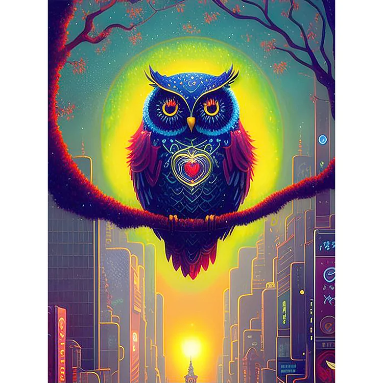 Owl In The Woods 30*40CM (Canvas) Full Round Drill Diamond Painting gbfke