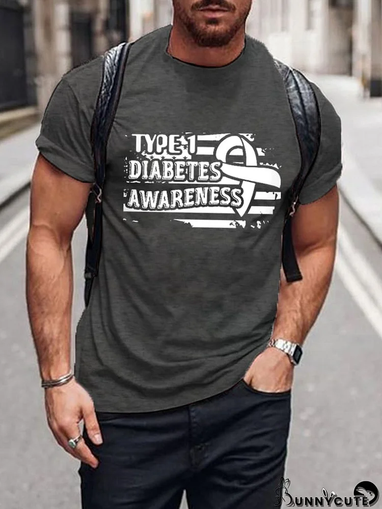 Men's Type-1 Diabetes Awareness Flag Print Casual Tee