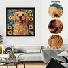 Golden Dog with Sunflowers Partial Drill Diamond Painting Kit 30x30cm Special Shaped Diamonds DIY Craft for Adults Beginners Home Decor