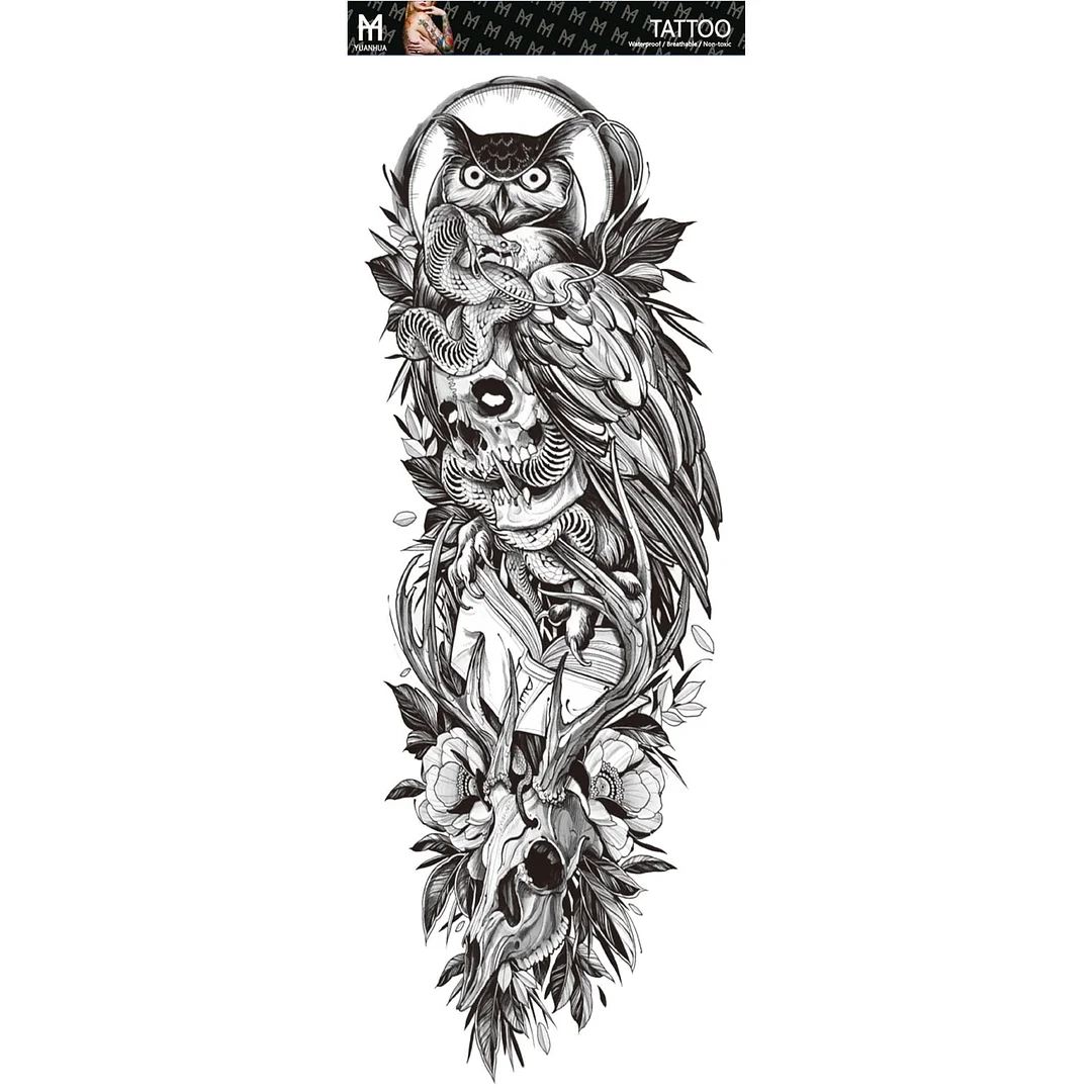 Fake Tattoo Lion Warrior For Men Waterproof Temporary Snake Flower Sticker Totem Geometric Full Arm Large Size Sleeve Tatoo Boys