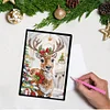 (US Local)Christmas Deer A5 Size Diamond Painting Notebook Set with 4Pcs Bookmark Gift