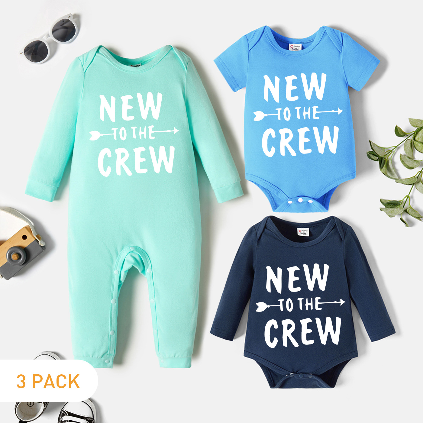 3-Pack Baby Graphic Romper and Jumpsuit Set